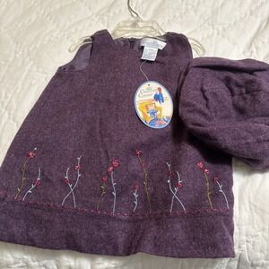 Rare Collectible Chelsea's Corner 12M Purple Wool Blend Dress & Beret Hat‎ NWT